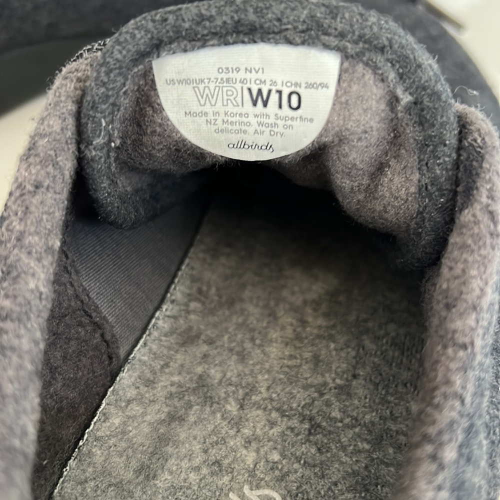 Allbirds Wool Runner Charcoal Gray With Black Sole Sneaker Womens Sz 10 0319 NV1 - Picture 13 of 14